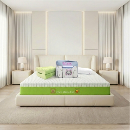 Nệm Cao Su Thiên Nhiên Điều Hòa Hybrid Matcha Cool Thắng Lợi