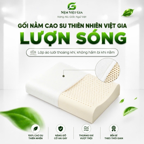 Gối nằm cao su thiên nhiên 100% Lượn Sóng