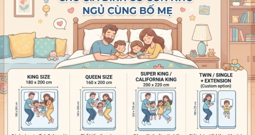 Kích Thước Nệm Chuẩn Cho Gia Đình Có Con Nhỏ Ngủ Cùng Bố Mẹ